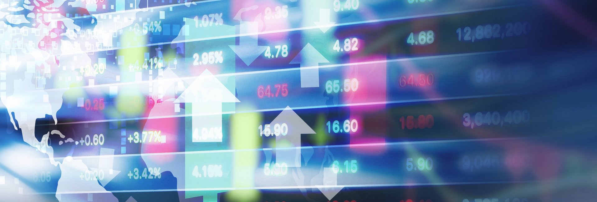 A futuristic looking display with a world map and overlayed charts and numbers, to illustrated IBU-tec markets and industries we serve