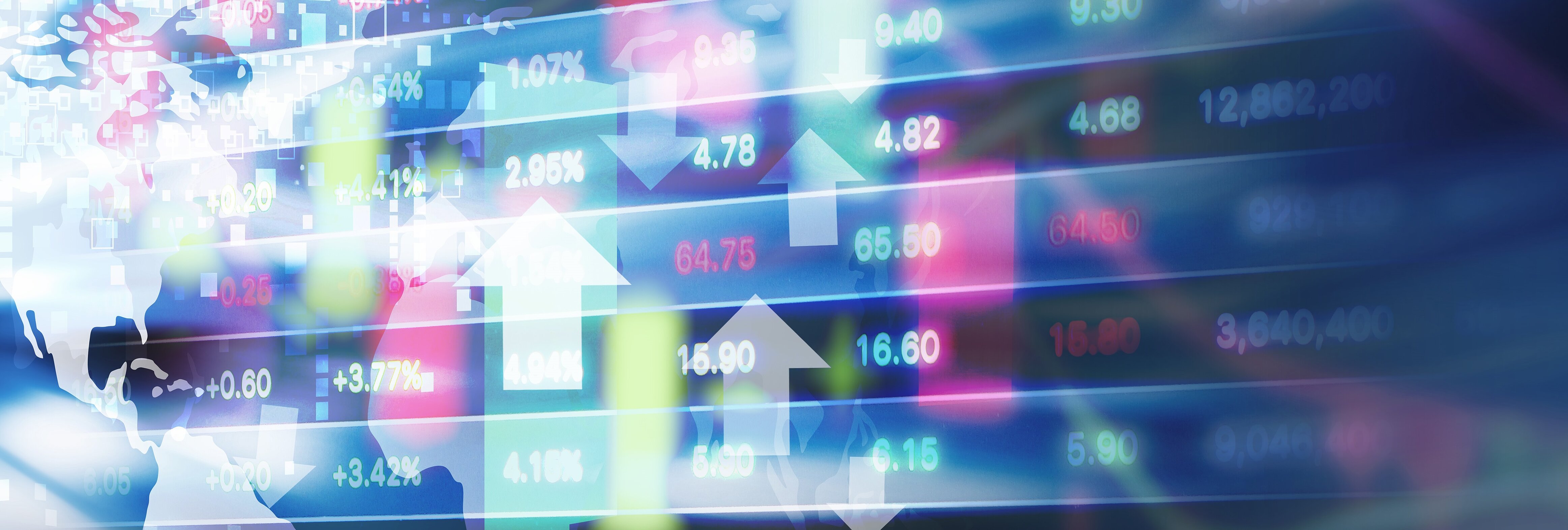 A futuristic looking display with a world map and overlayed charts and numbers, to illustrated IBU-tec markets and industries we serve