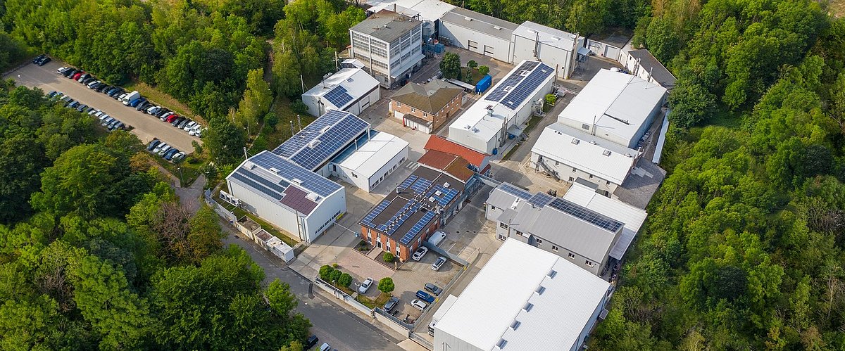 Aerial view of IBU-tec 2019, SME in Weimar Ehringsdorf for thermal processing with rotary kilns