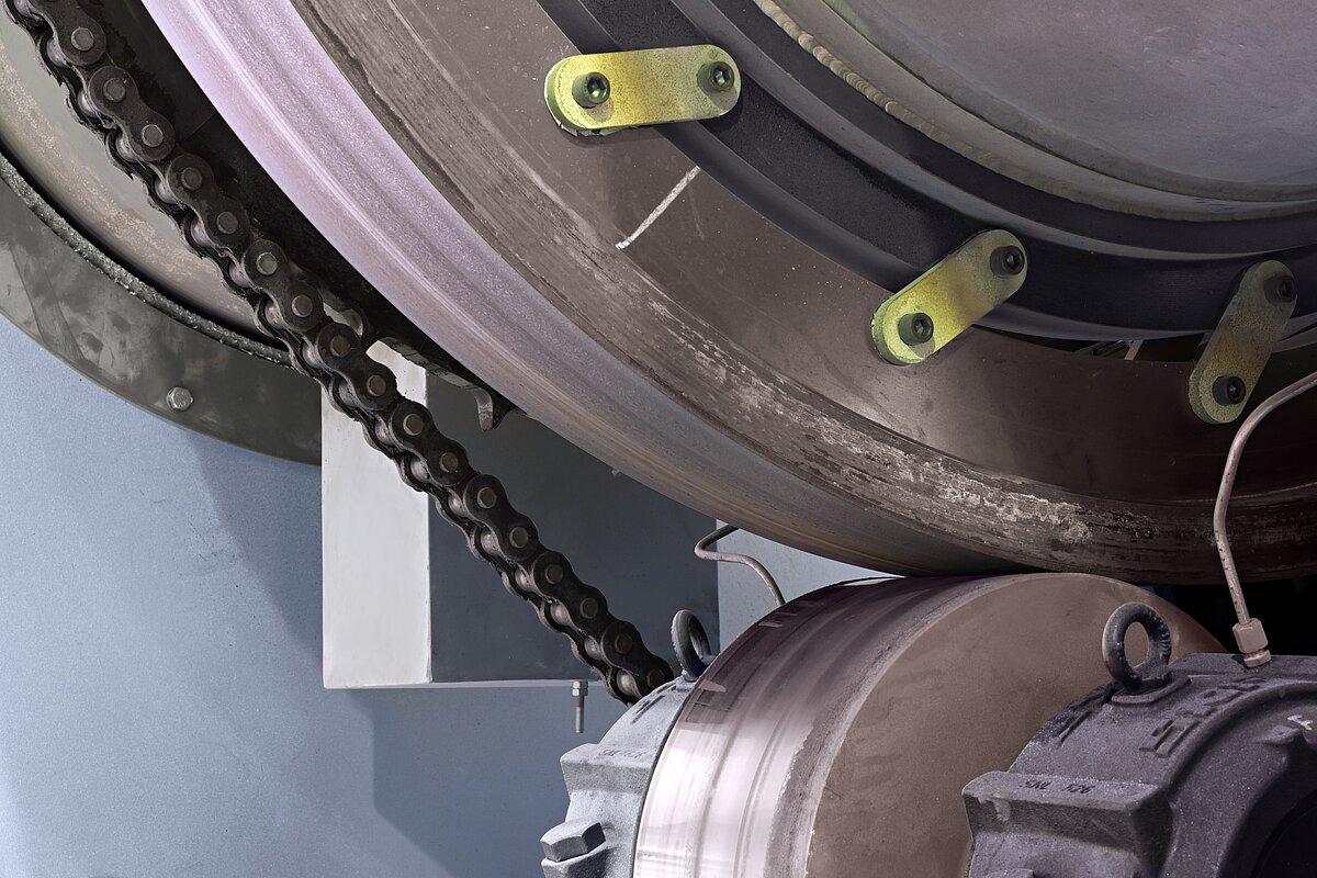 thrust rollers and bearing races of the indirect fired rotary kiln at IBU-tec's equipment for tolling services or contract manufacturing as well as process trials and scale-up thrust rollers and bearing races of the indirect fired rotary kiln at IBU-tec's equipment for tolling services or contract manufacturing as well as process trials and scale-up