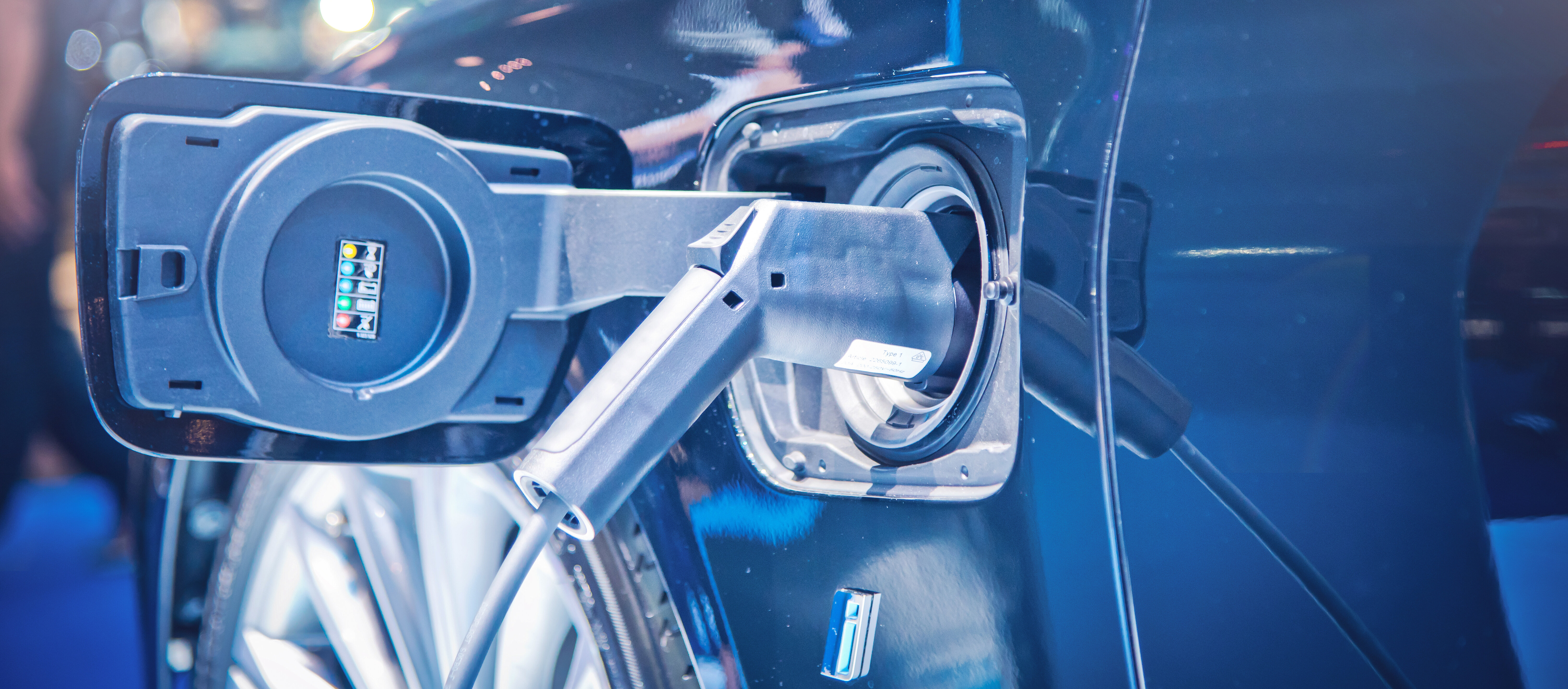 filler cap or flap of an electric car, power socket